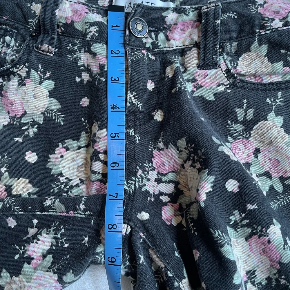 Grunge Fairy Whimsygoth Floral Cutoff Shorts Jalate Black Pink Rose Denim 7